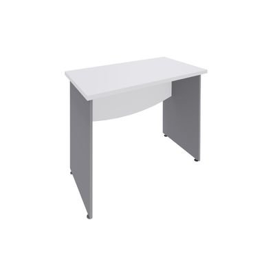 3253310104860-Bureau droit DUAL - L80 - Pieds Alu - plateau blanc--0