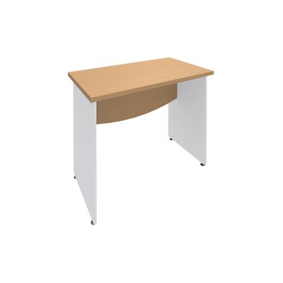 3253310174771-Bureau droit DUAL - L80 - Pieds blanc - plateau imitation Hêtre--0