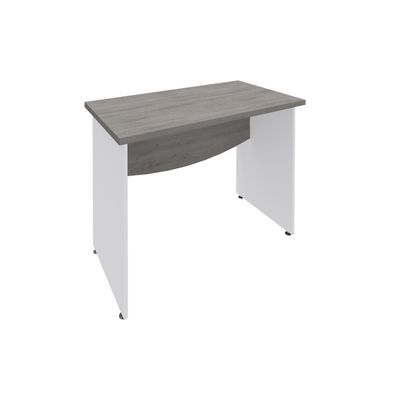 3253310174801-Bureau droit DUAL - L80 - Pieds blanc - plateau imitation Chêne gris--0