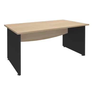 3253310175136-Bureau droit DUAL - L180 - Pieds Anthracite - plateau imitation Chêne clair--0