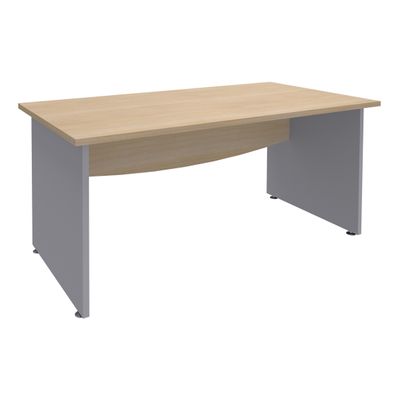 3253310175150-Bureau droit DUAL - L180 - Pieds Alu - plateau imitation Chêne clair--0