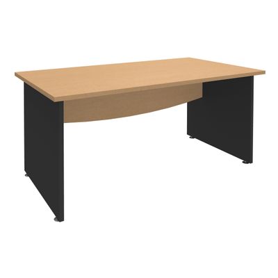 3253310105508-Bureau droit DUAL - L160 - Pieds Anthracite - plateau imitation Hêtre--0