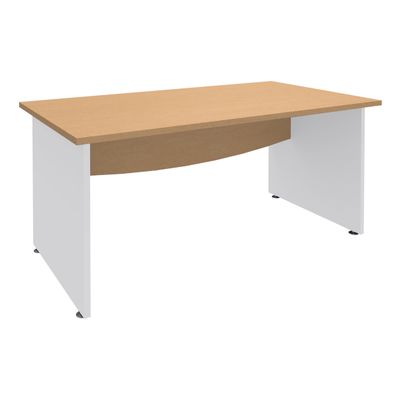 3253310174979-Bureau droit DUAL - L140 - Pieds blanc - plateau imitation Hêtre--0