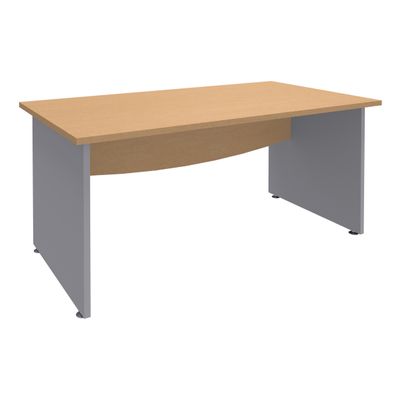 3253310105362-Bureau droit DUAL - L140 - Pieds Alu - plateau imitation Hêtre--0