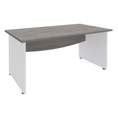 3253310175204-Bureau droit DUAL - L180 - Pieds blanc - plateau imitation Chêne gris--0