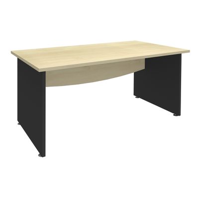 3253310105546-Bureau droit DUAL - L160 - Pieds Anthracite - plateau imitation Erable--0