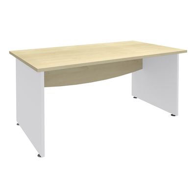 3253310174924-Bureau droit DUAL - L120 - Pieds blanc - plateau imitation Erable--0