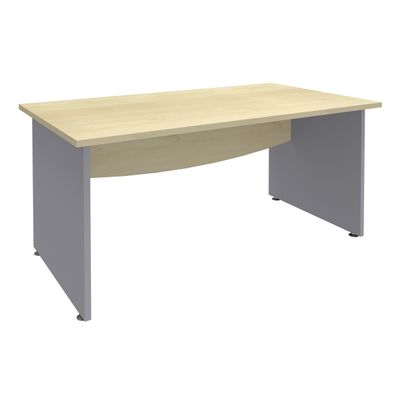 3253310105409-Bureau droit DUAL - L140 - Pieds Alu - plateau imitation Erable--0