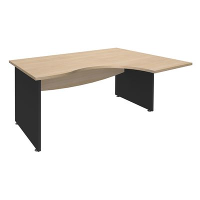 3253310175235-Bureau compact à droite DUAL - L160 cm - Pieds Anthracite - plateau imitation Chêne clair (Pieds de renfort ou caisson bout de bureau obligatoire à rajou--0