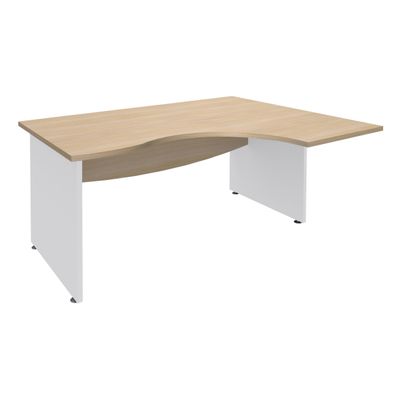 3253310175242-Bureau compact à droite DUAL - L160 cm - Pieds blanc - plateau imitation Chêne clair (Pieds de renfort ou caisson bout de bureau obligatoire à rajou--0