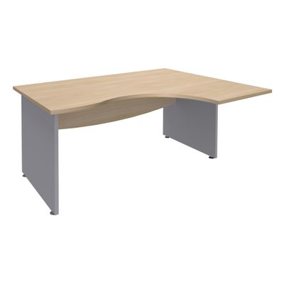 3253310175457-Bureau compact à droite DUAL - L180 cm - Pieds alu - plateau imitation Chêne clair (Pieds de renfort ou caisson bout de bureau obligatoire à rajou--0