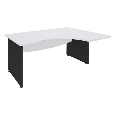 3253310106765-Bureau compact à droite DUAL - L180 cm - Pieds Anthracite - plateau blanc (Pieds de renfort ou caisson bout de bureau obligatoire à rajou--0