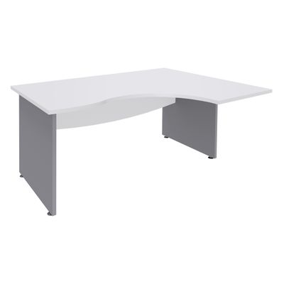 3253310106772-Bureau compact à droite DUAL - L180 cm - Pieds alu - plateau blanc (Pieds de renfort ou caisson bout de bureau obligatoire à rajou--0