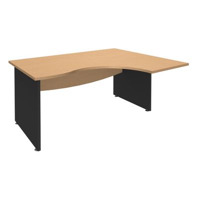 3253310106789-Bureau compact à droite DUAL - L180 cm - Pieds Anthracite - plateau imitation Hêtre (Pieds de renfort ou caisson bout de bureau obligatoire à rajou--0