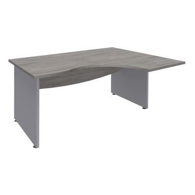 3253310175518-Bureau compact à droite DUAL - L180 cm - Pieds alu - plateau imitation Chêne gris (Pieds de renfort ou caisson bout de bureau obligatoire à rajou--0