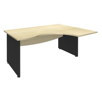3253310106826-Bureau compact à droite DUAL - L180 cm - Pieds Anthracite - plateau imitation Erable (Pieds de renfort ou caisson bout de bureau obligatoire à rajou--0