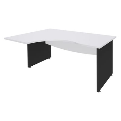 3253310106680-Bureau compact à gauche DUAL - L160 cm - Pieds Anthracite - plateau blanc (Pieds de renfort ou caisson bout de bureau obligatoire à rajou--0