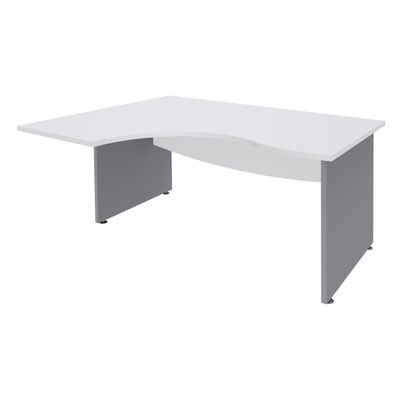 3253310106857-Bureau compact à gauche DUAL - L180 cm - Pieds alu - plateau blanc (Pieds de renfort ou caisson bout de bureau obligatoire à rajou--0