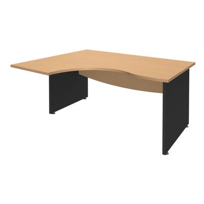 3253310106703-Bureau compact à gauche DUAL - L160 cm - Pieds Anthracite - plateau imitation Hêtre (Pieds de renfort ou caisson bout de bureau obligatoire à rajou--0