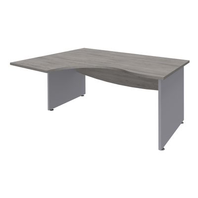 3253310175419-Bureau compact à gauche DUAL - L160 cm - Pieds alu - plateau imitation Chêne gris (Pieds de renfort ou caisson bout de bureau obligatoire à rajou--0