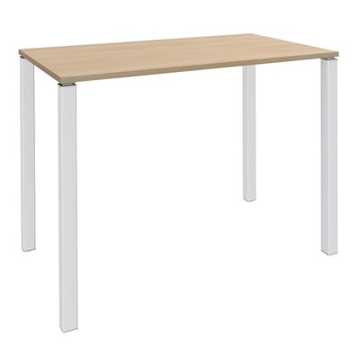 3253310158443-Table Lounge - L120xH105xP60 cm - 4 Pieds blancs - plateau imitation chêne clair--0