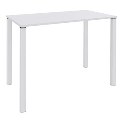 3253310158436-Table Lounge - L120xH105xP60 cm - 4 Pieds blancs - plateau blanc perle--0