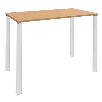 3253310165977-Table Lounge - L140xH105xP60 cm - 4 Pieds blancs - plateau imitation hêtre--0