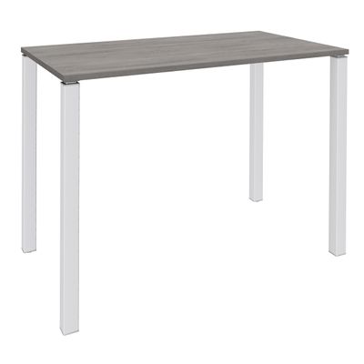 3253310158467-Table Lounge - L120xH105xP60 cm - 4 Pieds blancs - plateau imitation chêne gris--0