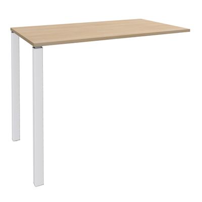 3253310158603-Table Lounge - L140xH105xP60 cm - 2 Pieds blancs - plateau imitation chêne clair--0