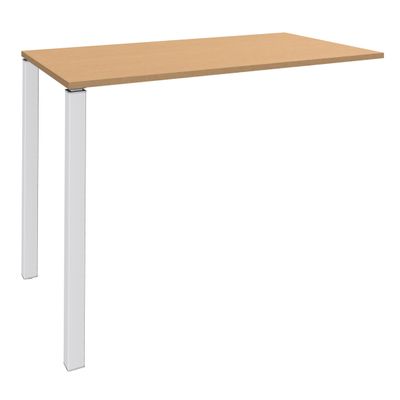 3253310166189-Table Lounge - L140xH105xP60 cm - 2 Pieds blancs - plateau imitation hêtre--0