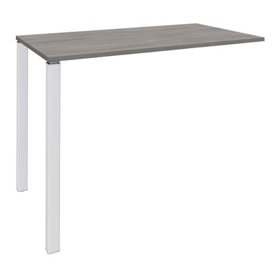 3253310158610-Table Lounge - L140xH105xP60 cm - 2 Pieds blancs - plateau imitation chêne gris--0