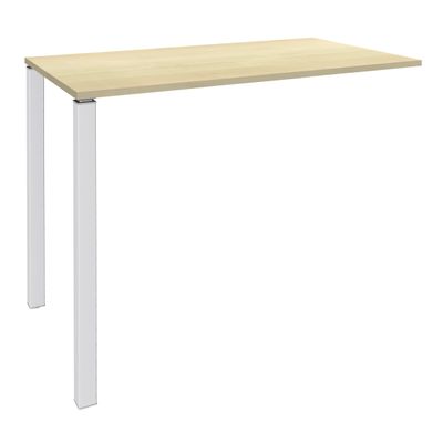 3253310166219-Table Lounge - L140xH105xP60 cm - 2 Pieds blancs - plateau imitation érable--0