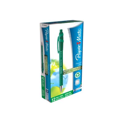 8008285265413-Paper Mate FlexGrip - 12 Stylos à bille - vert - rétractable-Angle gauche-2