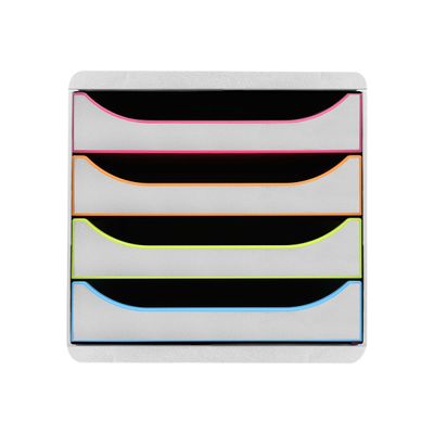 9002493424999-Exacompta Black Office BigBox - Module de classement 4 tiroirs - blanc/arlequin-Avant-0