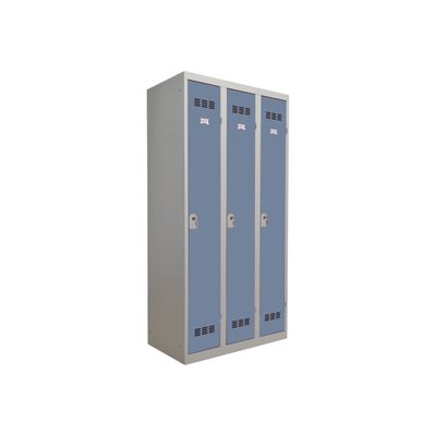 3219093104411-Vestiaire Industrie Propre - 3 portes - 180 x 90 x 50 cm - gris/beu-Angle gauche-0