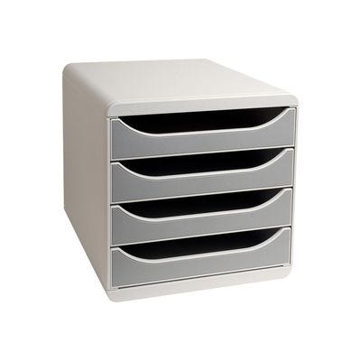 9002493023505-Exacompta BigBox - Module de classement 4 tiroirs - gris/gris-Angle gauche-1