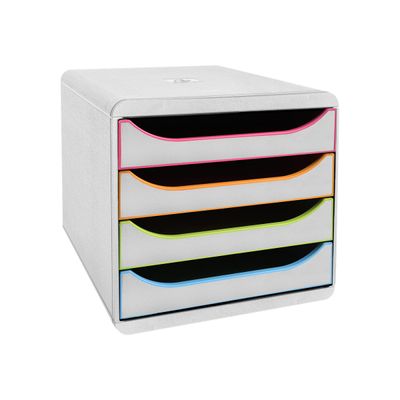 9002493424999-Exacompta Black Office BigBox - Module de classement 4 tiroirs - blanc/arlequin-Angle gauche-1