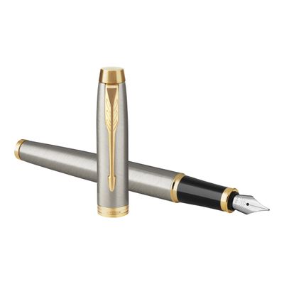 3501179316499-Parker IM - Stylo plume métal brossé - pointe fine-Angle droit-0