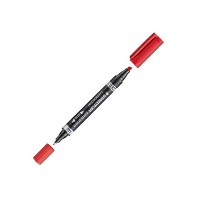4007817186305-STAEDTLER Lumocolor duo - marqueur biseau double pointe - permanent - rouge - 1.5- 4 mm / 0-Angle gauche-2