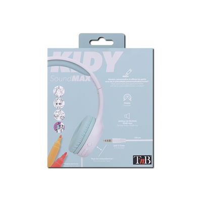 3303170107225-T'nB Kids KIDY - casque filaire pour enfants - blanc et vert-Arrière-11