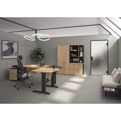 3483601225718-Armoire haute JAZZ+ - L80 x H183 x P48 - 2 portes - 4 étagères - chêne du bocage--1
