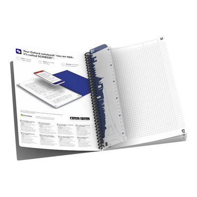 3020120022079-Oxford Office Essentials - Cahier à spirale A4 (21x29,7 cm) - 100 pages - petits carreaux (5x5 mm) - disponi-Angle gauche-11