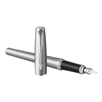 3501179315973-Parker Urban - Stylo plume - encre bleue - fin - corps métallique/argent-Angle droit-0