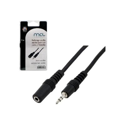 0000006138950-MCL Samar - rallonge de câble audio/stéréo JACK 3,5 (M)/(F) - 2 m-Angle droit-0