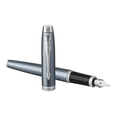 3501179316482-Parker IM - Stylo plume - encre bleue - fin - gris/argent-Angle droit-0