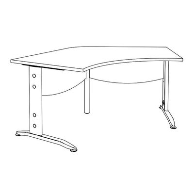 3253310149823-Bureau symétrique 120° IDRA - L185 cm - Pieds aluminium - plateau imitation Hêtre--4