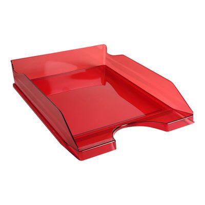 9002493115521-Exacompta Ecotray - Corbeille à courrier rouge carmin translucide-Angle gauche-1