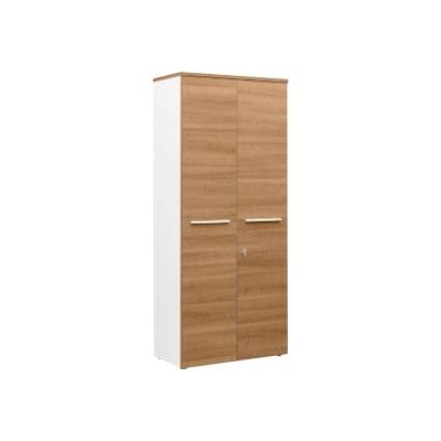 2012349335994-Armoire hautes YES ! - L80 x H187 x P42 - 2 portes - Façade et dessus merisier-Angle gauche-0