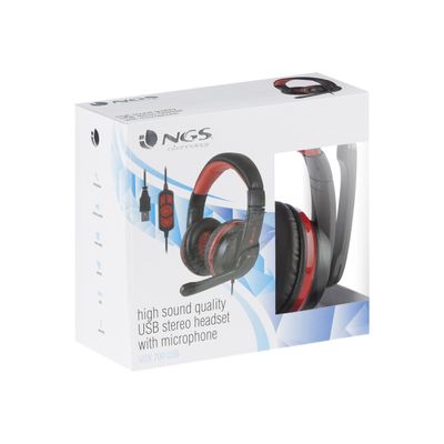 8435430605839-NGS VOX 700 - Casque filaire avec micro - connexion USB - noir et rouge-Angle gauche-5
