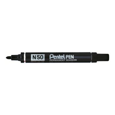 3474374075006-Pentel PEN N50 - Pack de 4 marqueurs permanents - pointe ogive - noir, bleu, rouge et vert-Angle gauche-1